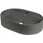 Lavabo ovale en granit avec base de robinetterie anthracite métallique 55x35 cm - Delia Lavabo ovale en granit avec base de robinetterie anthracite métallique 55x35 cm - Delia