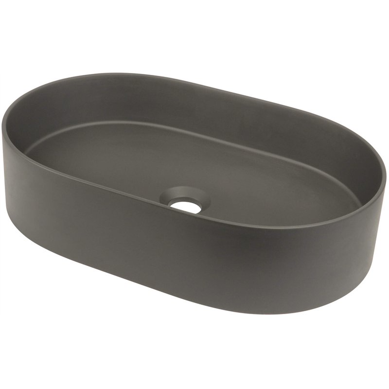 Lavabo ovale en granit à poser anthracite métallisé 35x55 cm - Delia Lavabo ovale en granit à poser anthracite métallisé 35x55 cm - Delia