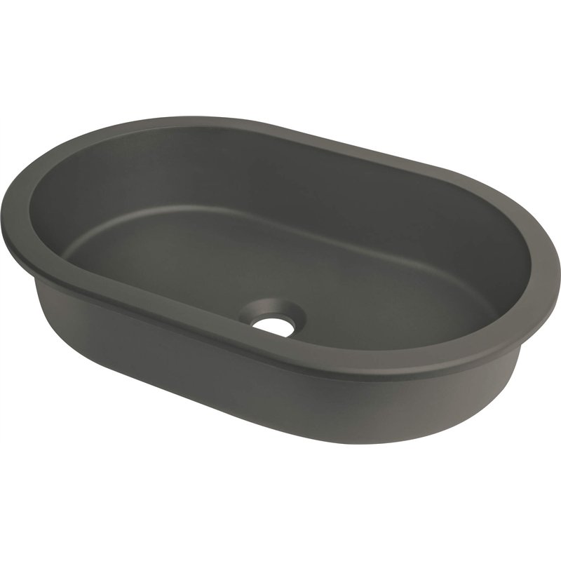 Lavabo sous plan en granit ovale finition anthracite métallisé 58,8x39 cm - Delia Lavabo sous plan en granit ovale finition anthracite métallisé 58,8x39 cm - Delia