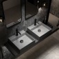Lavabo carré en granit avec plan de travail 40x40 cm gris métallisé - Sofyro Lavabo carré en granit avec plan de travail 40x40 cm gris métallisé - Sofyro
