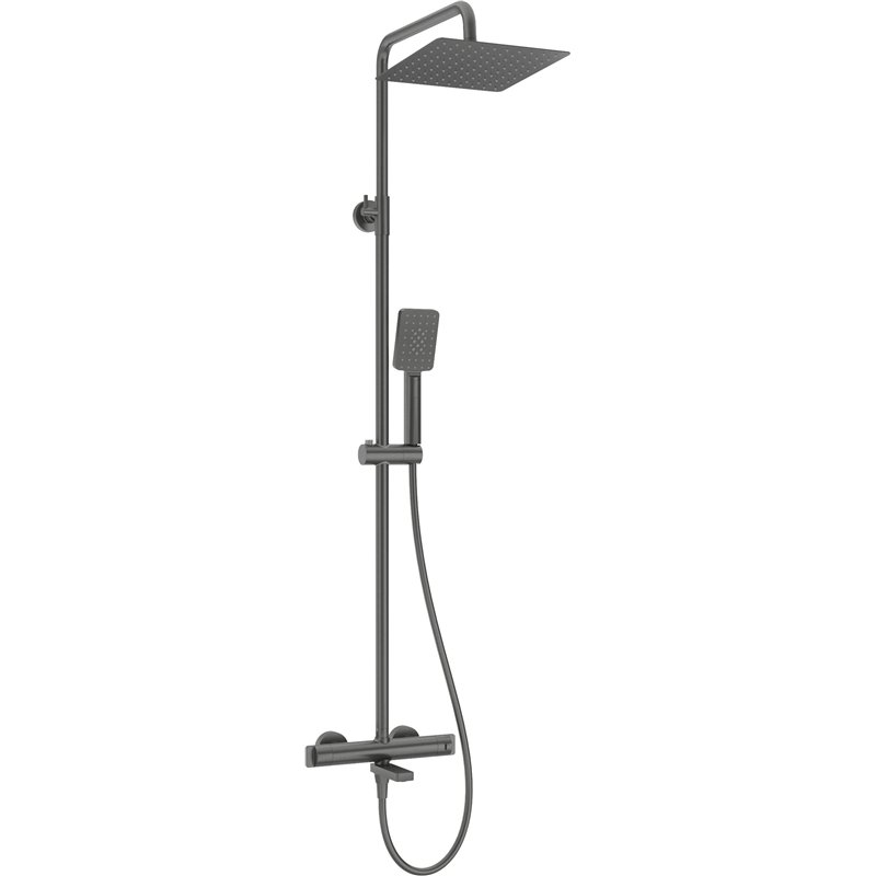 Colonne de douche avec mitigeur thermostatique pour baignoire couleur titane - Harty Colonne de douche avec mitigeur thermostatique pour baignoire couleur titane - Harty