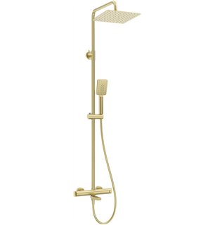 Colonne de douche Harty, avec mitigeur de baignoire, thermostat, or brossé