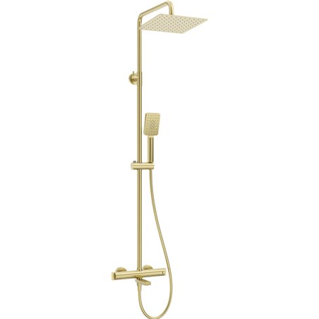 Colonne de douche Harty, avec mitigeur de baignoire, thermostat, or brossé