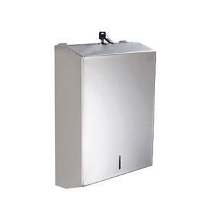 Distributeur de serviettes en papier en acier inoxydable poli 600 feuilles avec clé - Acier | Tecom