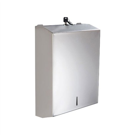Distributeur de serviettes en papier en acier inoxydable poli 600 feuilles avec clé - Acier | Tecom