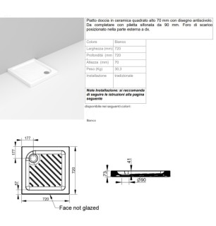 Receveur de douche 72x72 cm antidérapant - Gemma 2 | Ceramica Dolomite