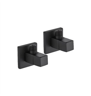 Paire de robinets de lavabo carrés noir mat 1/2"×3/8" | Tecom