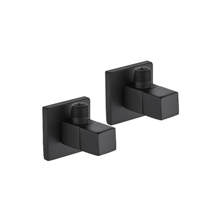 Paire de robinets de lavabo carrés noir mat 1/2"×3/8" | Tecom