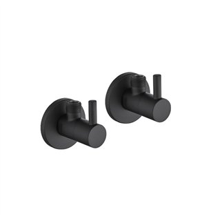 Paire de robinets sous lavabo design rond noir mat 1/2"×3/8" | Tecom