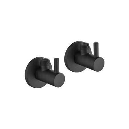 Paire de robinets sous lavabo design rond noir mat 1/2"×3/8" | Tecom