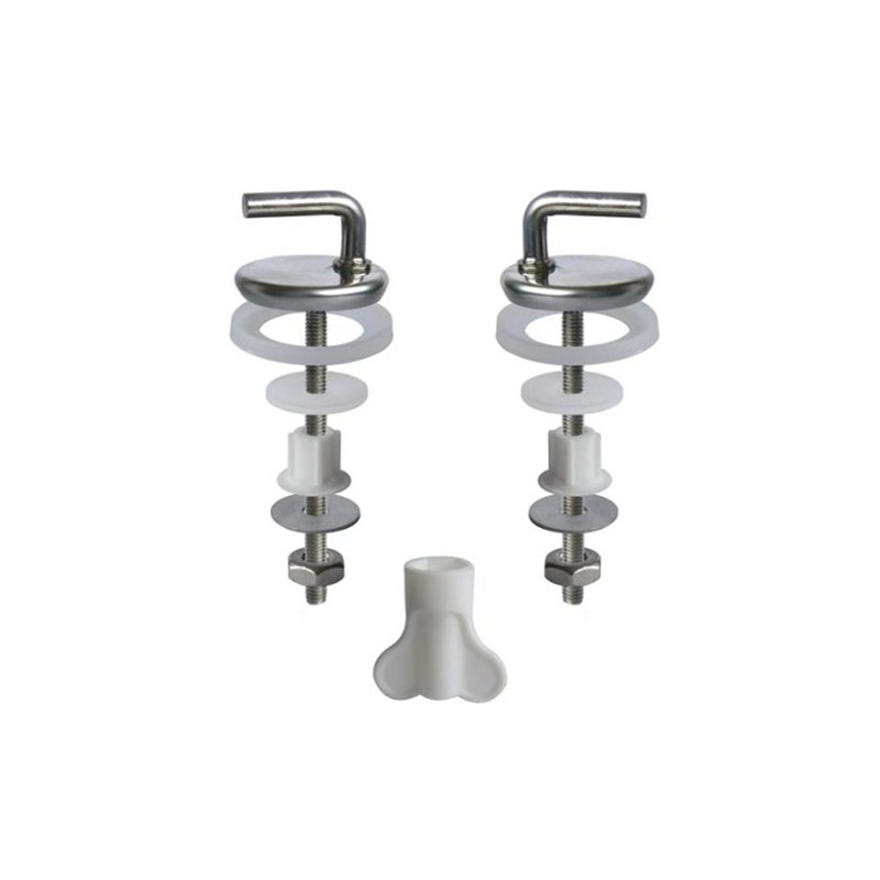 Paire de charnières en acier pour siège de WC avec clé de fixation |Tecom Paire de charnières en acier pour siège de WC avec clé de fixation |Tecom