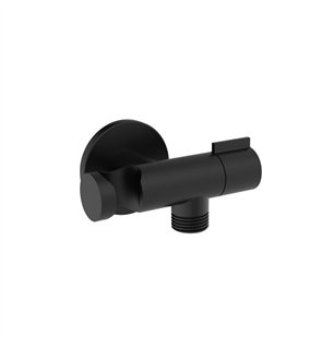 Prise d'eau ronde peu encombrante avec support et fermeture noir mat | Tecom