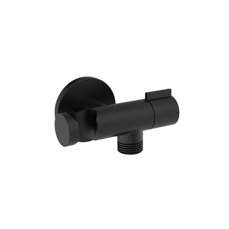 Prise d'eau ronde peu encombrante avec support et fermeture noir mat | Tecom