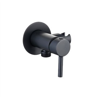 Mitigeur encastré rond avec support intégré noir mat |Tecom