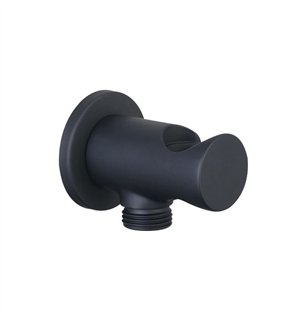 Sortie d'eau ronde avec support latéral noir mat M.M. 1/2" | Tecom