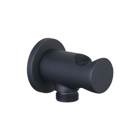 Sortie d'eau ronde avec support latéral noir mat M.M. 1/2" | Tecom