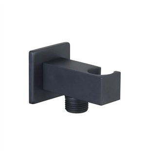 Sortie d'eau carrée avec support noir mat M.M. 1/2" | Tecom
