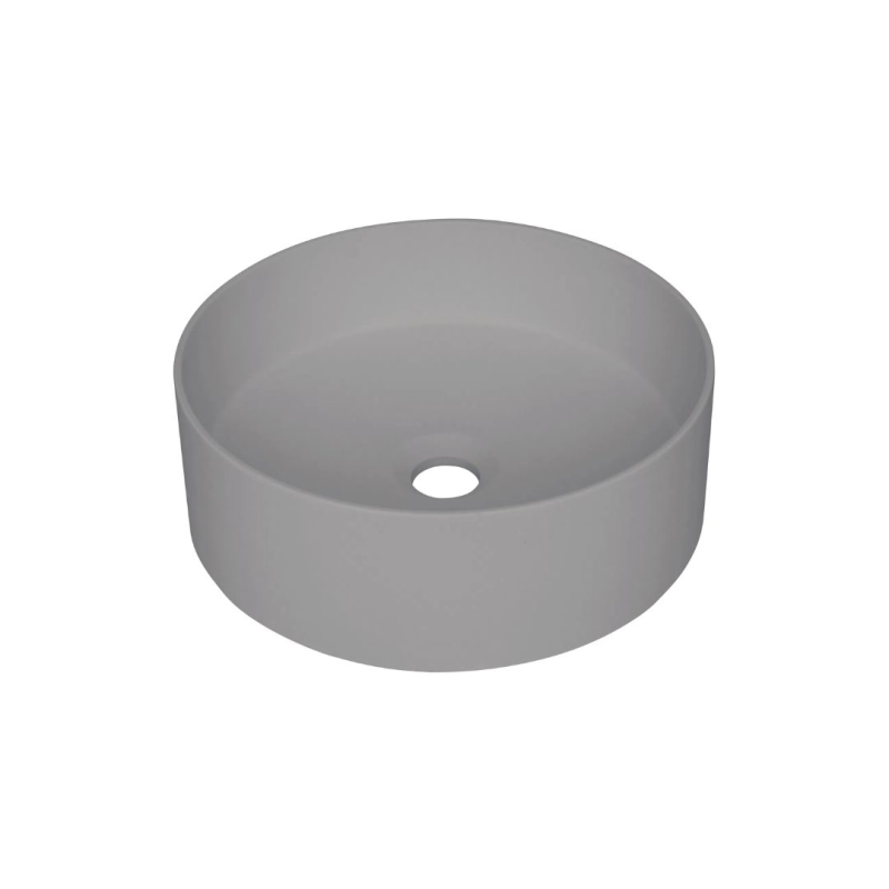 Lavabo rond en granit avec plan de travail Ø36 cm gris métallisé - Delia Lavabo rond en granit avec plan de travail Ø36 cm gris métallisé - Delia