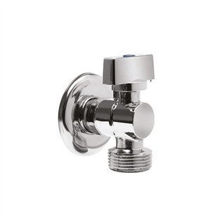 Robinet à bille chromé pour lave-linge avec rosette 1/2"×3/4" | Tecom