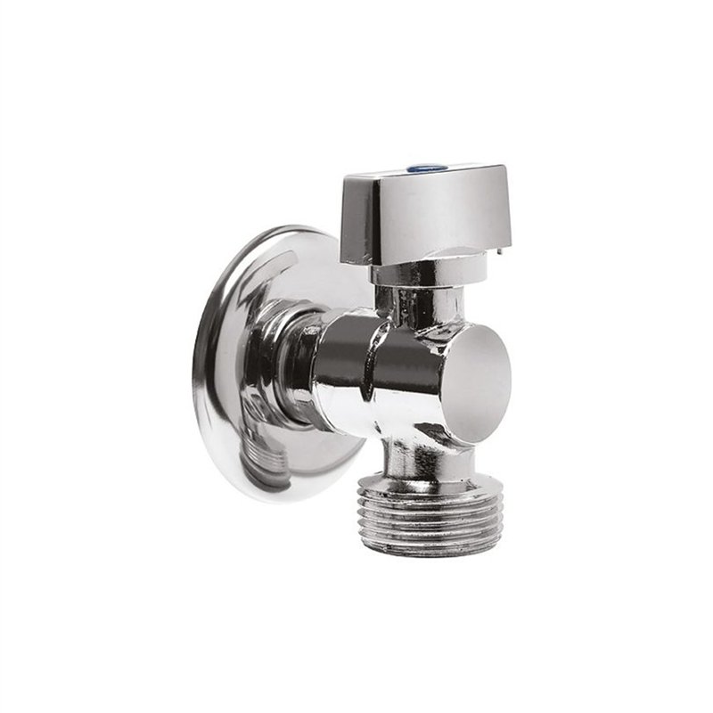 Robinet à bille chromé pour lave-linge avec rosette 1/2"×3/4" | Tecom Robinet à bille chromé pour lave-linge avec rosette 1/2"×3/4" | Tecom