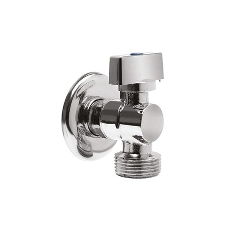 Robinet à bille chromé pour lave-linge avec rosette 1/2"×3/4" | Tecom