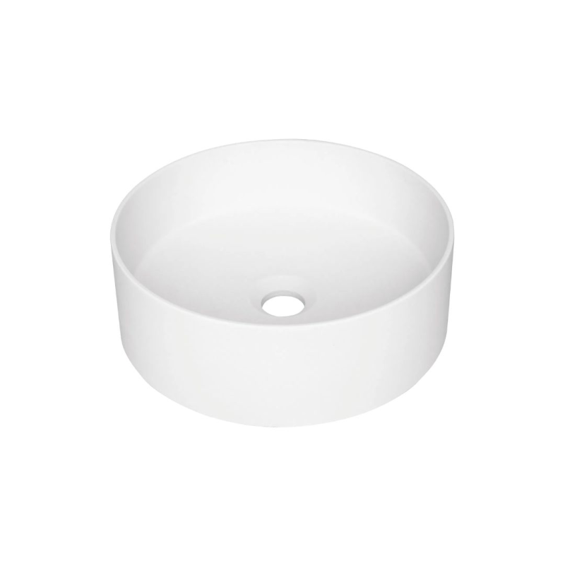 Lavabo rond en granit avec plan de travail Ø36 cm blanc albâtre - Delia Lavabo rond en granit avec plan de travail Ø36 cm blanc albâtre - Delia