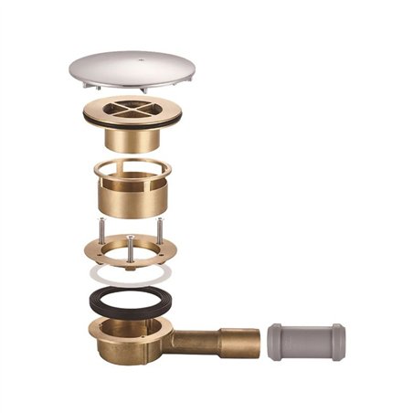 Bonde de douche basse ronde en laiton chromé Ø 90 mm | Tecom