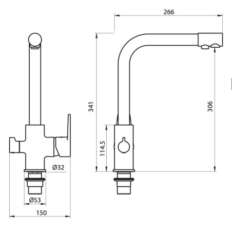 Mitigeur évier chromé orientable 3 eaux Ø40 mm - Le Mans | Tecom