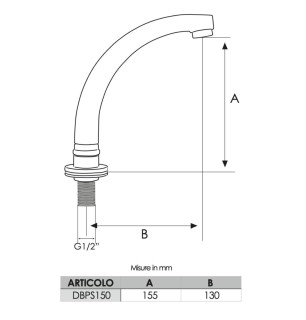 Bec orientable chromé pour lavabo 150 mm 1/2" M | Tecom