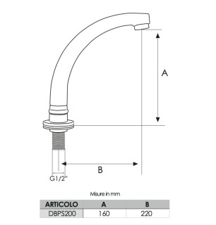 Bec orientable chromé pour lavabo 200 mm 1/2" M | Tecom