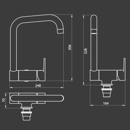 Mitigeur évier sous plan orientable Ø40 mm - Le Mans | Tecom
