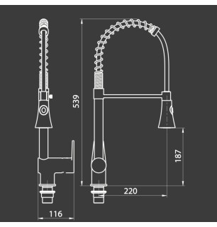 Mitigeur évier douchette orientable Ø40 mm - Le Mans | Tecom