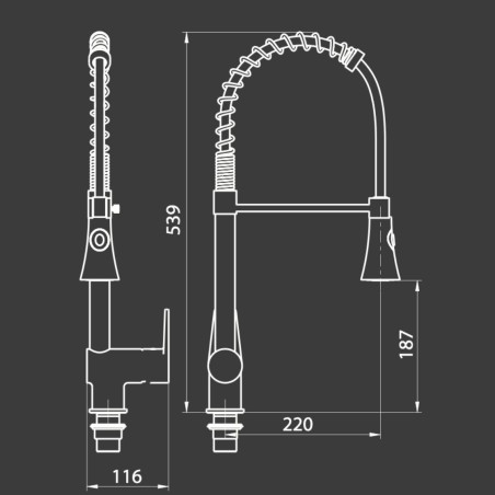 Mitigeur évier douchette orientable Ø40 mm - Le Mans | Tecom