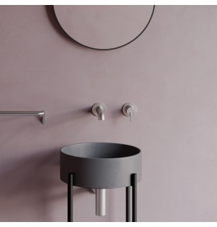 Lavabo rond en granit Ø36 cm avec plan anthracite métallisé - Delia
