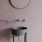 Lavabo rond en granit avec plan de travail Ø36 cm anthracite métallisé - Delia Lavabo rond en granit avec plan de travail Ø36 cm anthracite métallisé - Delia