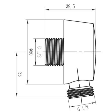 Sortie d'eau ronde et plate M.M. 1/2" laiton blanc mat M 1/2 x M 1/2 | Tecom