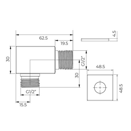 Prise d'eau carrée M.M. 1/2" laiton noir mat | Tecom