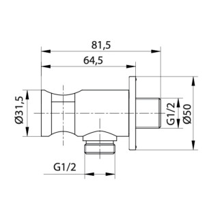 Sortie d'eau ronde avec support latéral noir mat M.M. 1/2" | Tecom