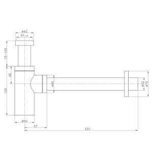 Siphon de meuble rond haut bronze 1"1/4 | Tecom
