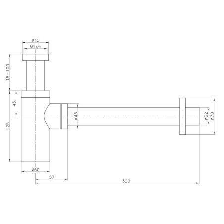 Siphon de meuble rond haut bronze 1"1/4 | Tecom