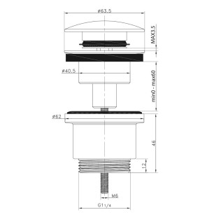 Drainage universel rond en métal pour pistolet click clack 1"1/4 | Tecom
