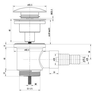 Raccord universel chromé 1"1/4 | Tecom click clack washer connection
