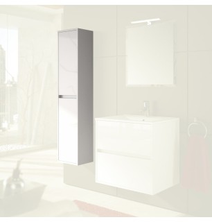 Soria 140x30 cm colonne de salle de bains suspendue blanc brillant