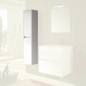 Colonne de salle de bain suspendue 140x30 cm avec 4 étagères en verre blanc brillant - Soria Colonne de salle de bain suspendue 140x30 cm avec 4 étagères en verre blanc brillant - Soria