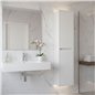 Colonne de salle de bain suspendue 140x30 cm avec 4 étagères en verre blanc brillant - Soria Colonne de salle de bain suspendue 140x30 cm avec 4 étagères en verre blanc brillant - Soria