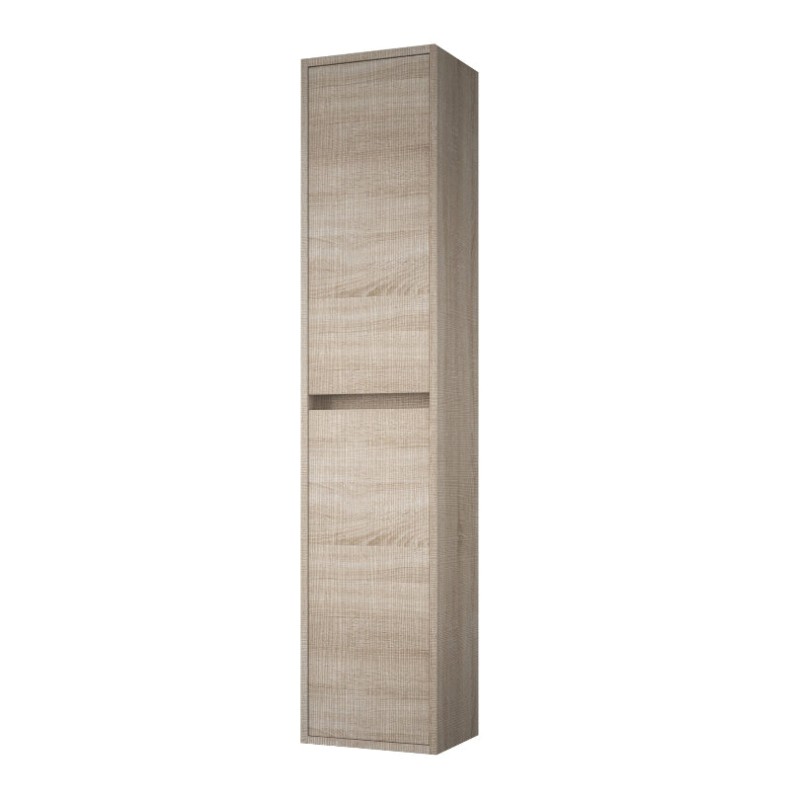 Colonne de salle de bain suspendue 140x30 cm avec 4 étagères en verre coloris chêne clair Caledonia - Soria Colonne de salle de bain suspendue 140x30 cm avec 4 étagères en verre coloris chêne clair Caledonia - Soria