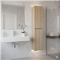 Colonne de salle de bain suspendue 140x30 cm avec 4 étagères en verre coloris chêne clair Caledonia - Soria Colonne de salle de bain suspendue 140x30 cm avec 4 étagères en verre coloris chêne clair Caledonia - Soria