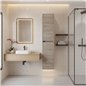 Colonne de salle de bain suspendue 140x30 cm avec 4 étagères en verre coloris chêne foncé Eternity - Soria Colonne de salle de bain suspendue 140x30 cm avec 4 étagères en verre coloris chêne foncé Eternity - Soria