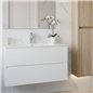 Meuble de salle de bain suspendu 60x45 cm blanc brillant avec 2 tiroirs et lavabo inclus - Soria Meuble de salle de bain suspendu 60x45 cm blanc brillant avec 2 tiroirs et lavabo inclus - Soria
