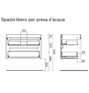 Meuble de salle de bain suspendu 70x45 cm en chêne foncé avec 2 tiroirs et lavabo inclus - Noja